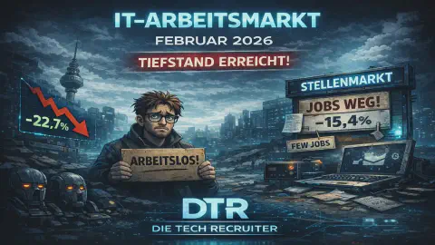 IT-Arbeitsmarkt Deutschland Februar 2026 - Rekord bei arbeitslosen IT-Fachkräften und sinkende Nachfrage nach IT-Jobs.