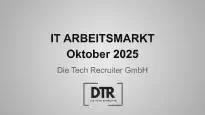 Schriftzug IT Arbeitsmarkt August 2025. Firma Die Tech Recruiter GmbH