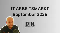 Schriftzug IT Arbeitsmarkt August 2025. Firma Die Tech Recruiter GmbH