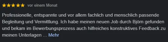 Rezession eines Kandidatens vermittelt durch Die Tech Recruiter GmbH