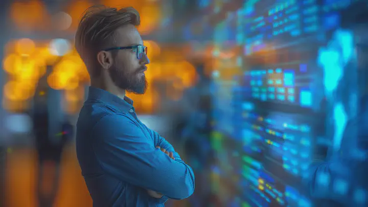 Man steht vor Digitalen Panel